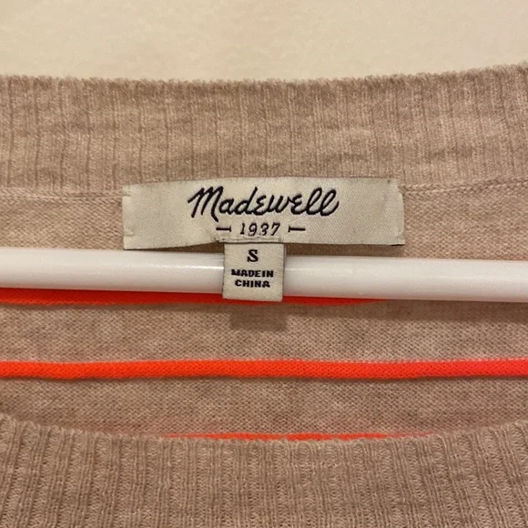 Madewell Striped Beige & Bright Orange Striped light sweatshirt. Very Cute! - Picture 3 of 13